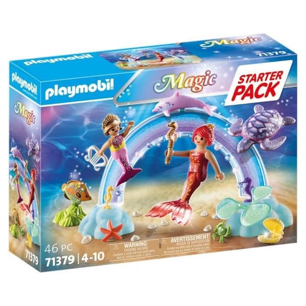 PLAYMOBIL 71379 StarterPack Sjöjungfrur och regnbågar - Magi - Kreativt rollspel - 46 delar - från 4 år och uppåt