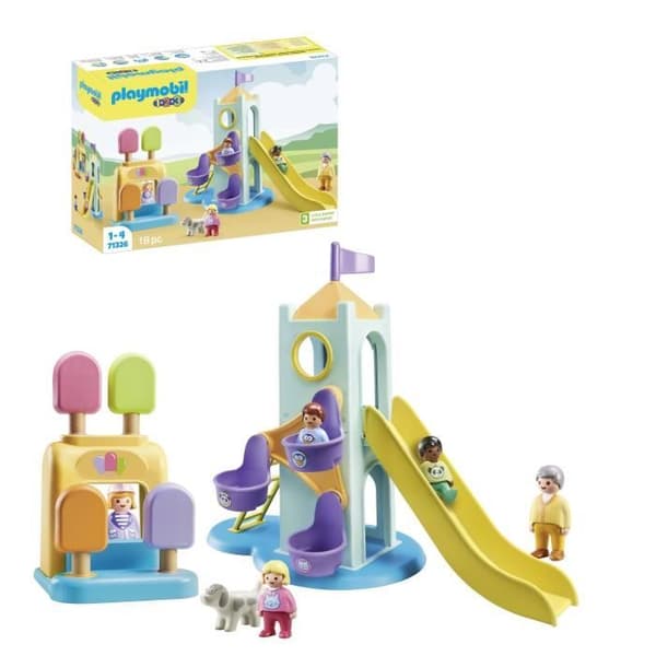 PLAYMOBIL 1.2.3 - 71326 - Lekplats med gigantisk rutschkana för småbarn 18-36 månader