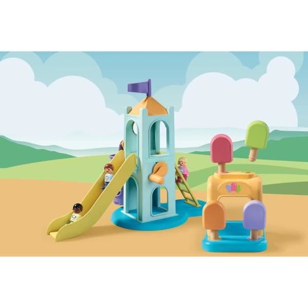 PLAYMOBIL 1.2.3 - 71326 - Lekplats med gigantisk rutschkana för småbarn 18-36 månader