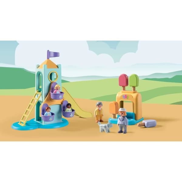 PLAYMOBIL 1.2.3 - 71326 - Lekplats med gigantisk rutschkana för småbarn 18-36 månader