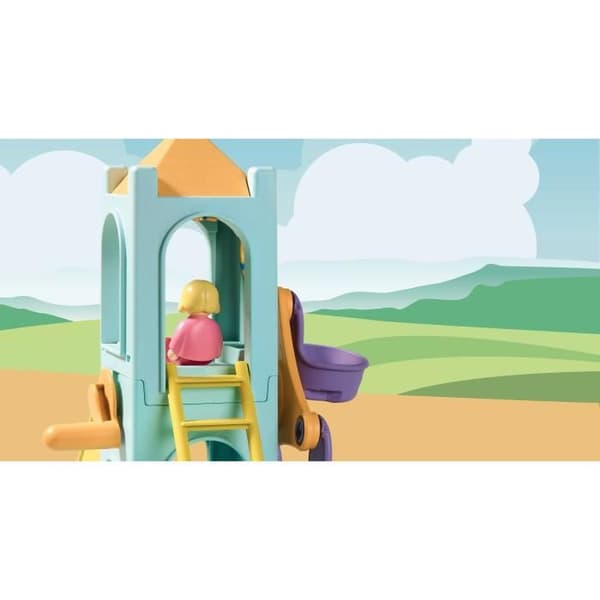 PLAYMOBIL 1.2.3 - 71326 - Lekplats med gigantisk rutschkana för småbarn 18-36 månader