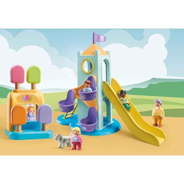 PLAYMOBIL 1.2.3 - 71326 - Lekplats med gigantisk rutschkana för småbarn 18-36 månader