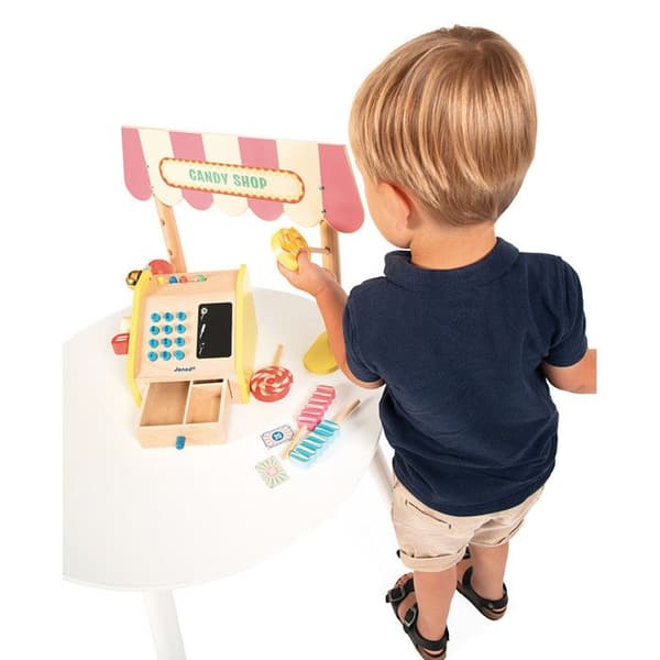 Applepop Barnhandlare - Imitationsspel med kassaapparat - 19 Tillbehör - FSC Wood - Från 3 år