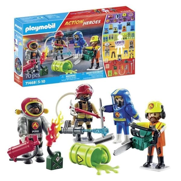 PLAYMOBIL 71468 Mina figurer: riskabla yrken - med fyra karaktärer från brandmännen - Brandmän - Från 5 år