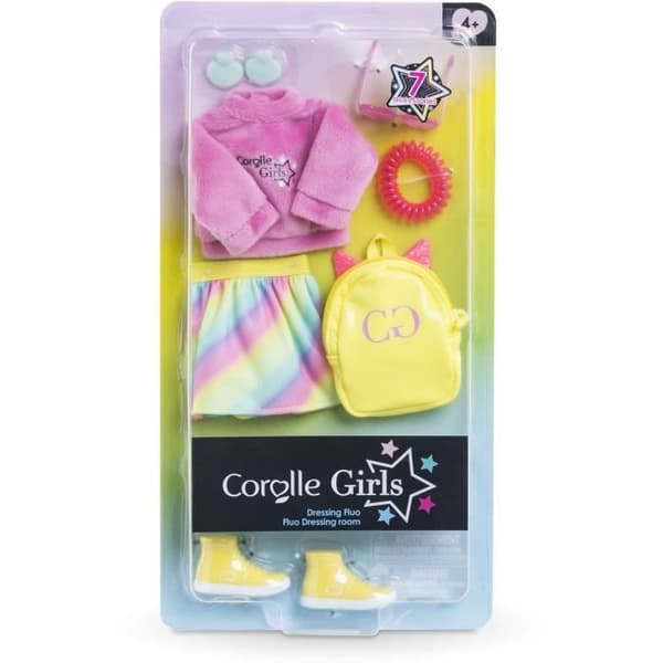 Docktillbehör - COROLLE - Fluorescerande omklädningsrum - För 28 cm modedocka - 7 tillbehör - Från 4 år