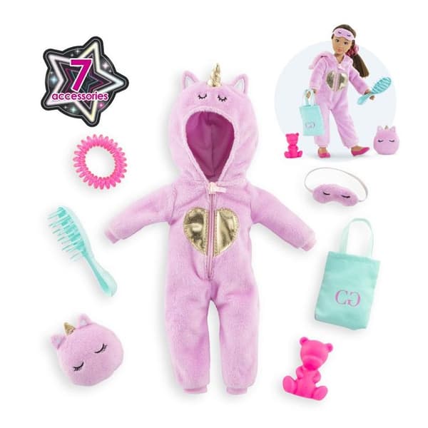 Dukketilbehør - COROLLE - Enhjørning jumpsuit omklædningsrum - 7 tilbehør - 28 cm - Pige