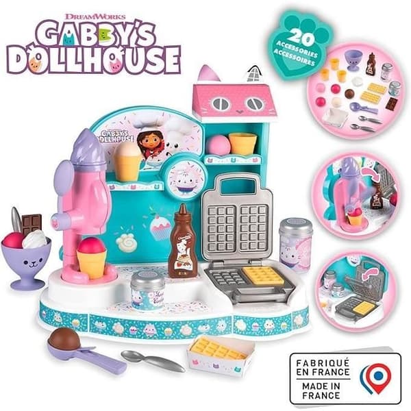 Gabby og det magiske hus - Isbutik - Smoby - 20 tilbehør - Lavet i Frankrig