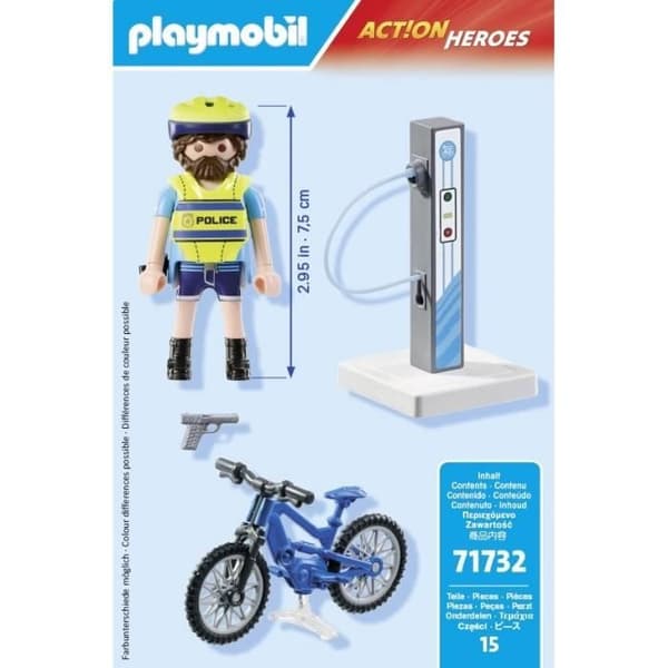 PLAYMOBIL 71732 Cyklande polis med laddningsstation, Action Heroes, Poliser, 15 delar, Från 4 år
