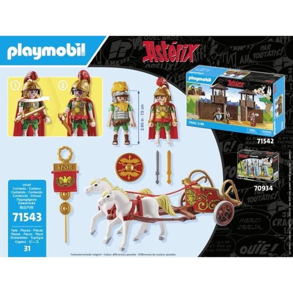 PLAYMOBIL 71543 Romersk vagn och hästar, Asterix, Med 2 karaktärer inklusive Brutus