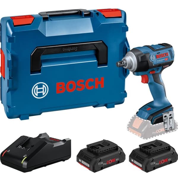 18V GDS 18V-300 Professionell skiftnyckel + 2 Procore 4Ah batterier + laddare i L-BOXX box - BOSCH - 06019D8202
