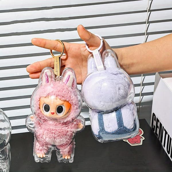 POP MART Labubu The Monsters Macaron Transparent skyddsfodral