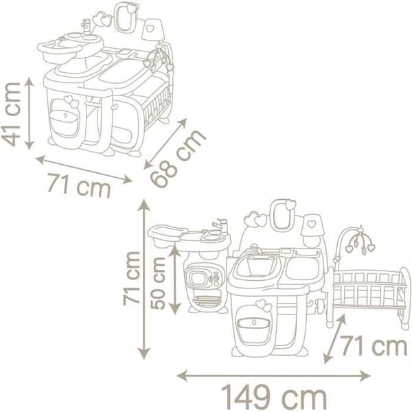 SMOBY - Baby Nurse Large Baby House - Kök, badrum och sovrum - Tillverkat i Frankrike