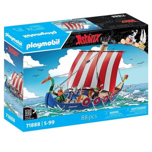 PLAYMOBIL 71888 Piratenskepp, Asterix, Karaktärer från serietidningar, Båt och 4 figurer, 88 delar, Från 5 år