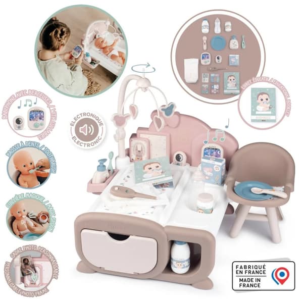SMOBY Baby Nurse Elektronisk Stor Dockskötselhörna med 19 Tillbehör