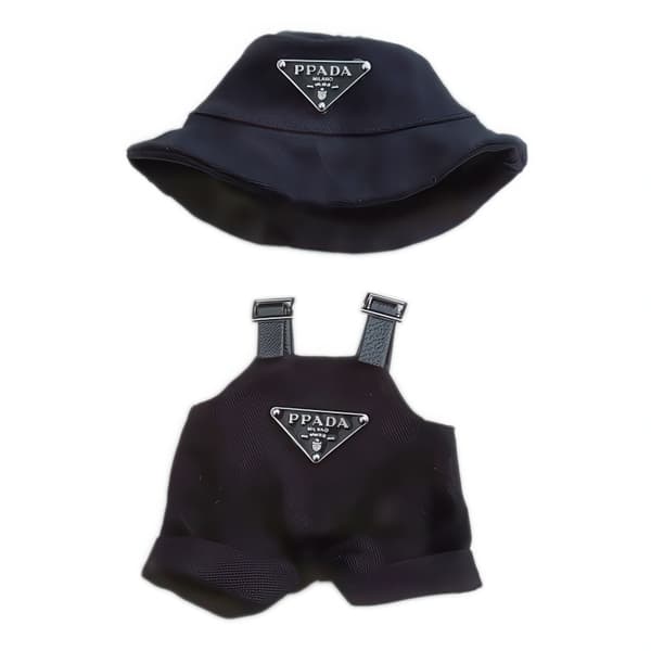 Kläder för Labubu / Dockkläder Set – Hängselbyxor & Hatt PPADA