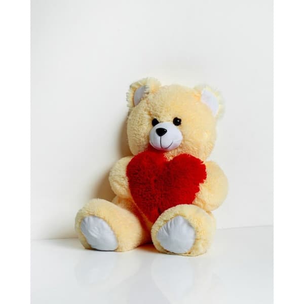 Bjørnebamse GO GIFT FRANK 50 CR Flødefarvet plys Hjerte 50 cm
