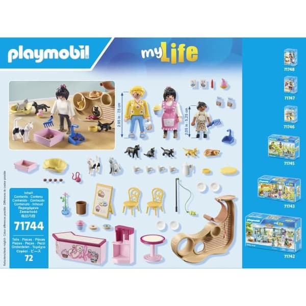 PLAYMOBIL 71744 Kattcafé med 6 katter och 3 figurer, My Life, 72 delar, Från 4 år