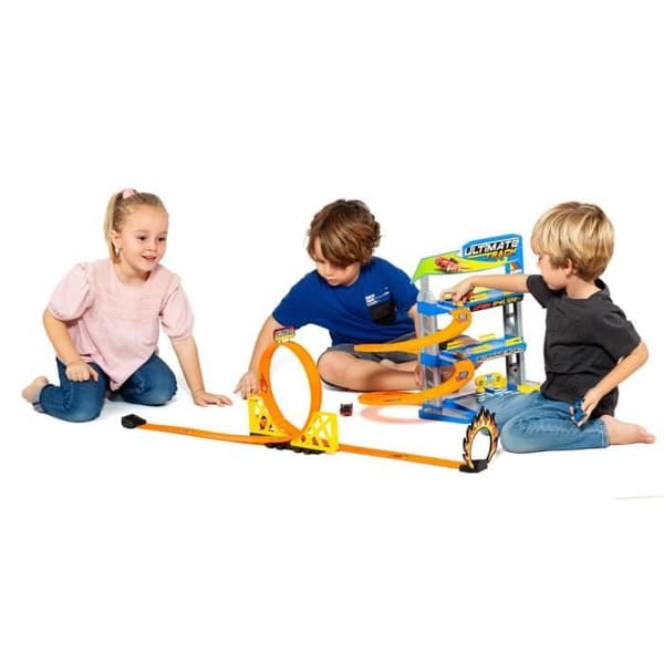 Leksaksgarage för miniatyrbilar - MOLTO - 3 våningar - 1 slinga - 2 friktionsbilar ingår