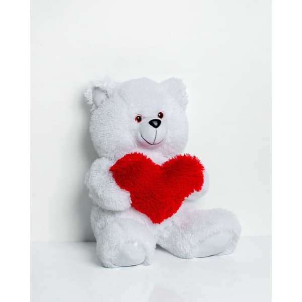 Nallekarhu GO GIFT FRANK 50 WH Valkoinen Pehmo Sydän 50 cm