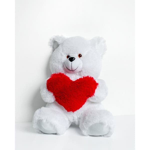Nallekarhu GO GIFT FRANK 50 WH Valkoinen Pehmo Sydän 50 cm