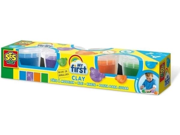 SES Creative My First 14431, Modelleringsleire, Akva, Grønn, Oransje, Fiolett, Barn, 4 stykker, Plastpotte, 4 farger