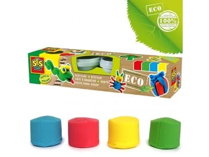 SES Creative SES Children''s Set of Four Eco Superclay, Modellera, Multifärg, Barn, 4 styck, Plastburk, 4 färger