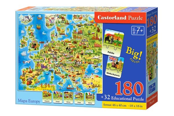 Castorland Puzzle 180 Map of Europe with a quiz