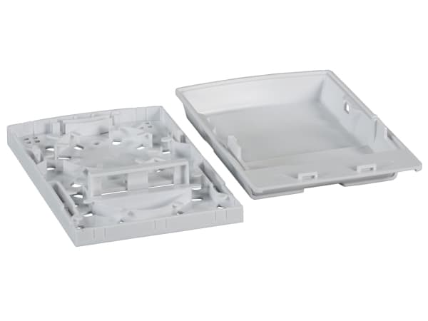 FTTH-sisäliitäntärasia 2 kuidulle, 2 liitintä, pistokkeellinen suojalaite (FTTH-BOX-IN-2)
