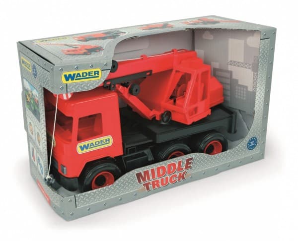Tigres 32112 Auto Middle Truckcrane In A Box, Colour-Red, One Size