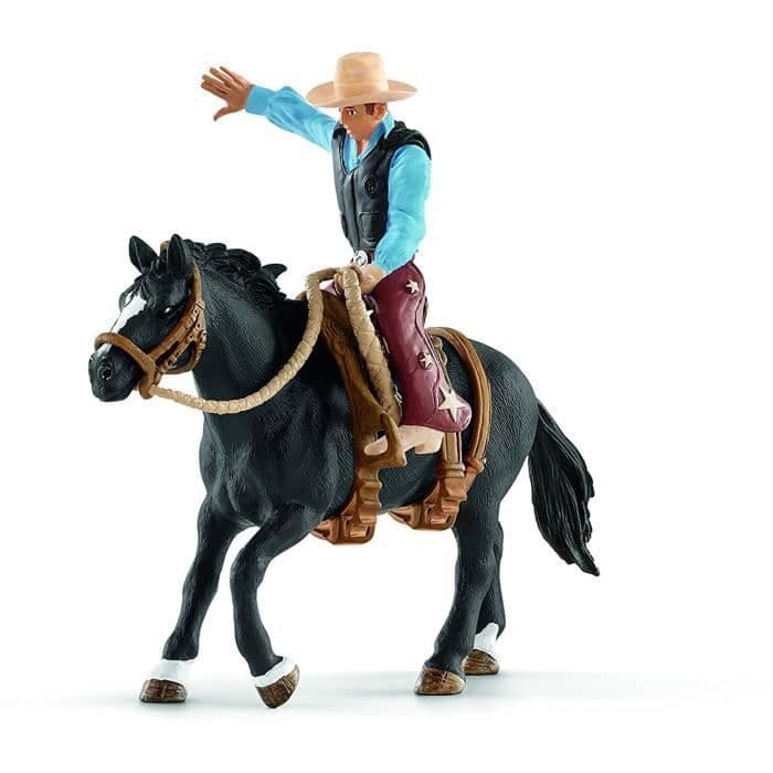 Schleich Figur 41416 - Gårdsdjur - västra sadel med en cowboy
