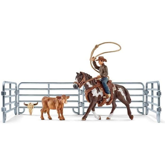 Schleich Figur 41418 - Gårdsdjur - Lassofångst med en cowboy