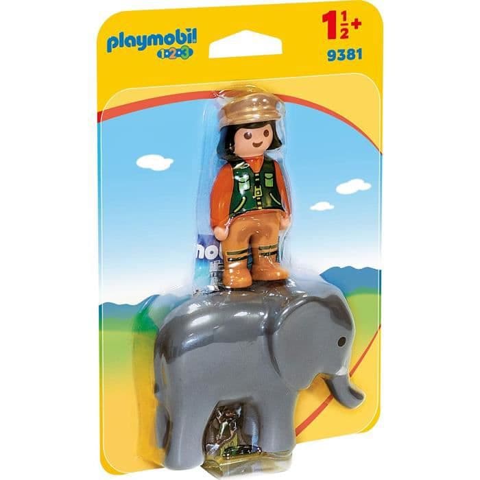PLAYMOBIL 1 2 3 9381 - PLAYMOBIL 1.2.3 - Plejemiddel med elefant - Ny i 2019