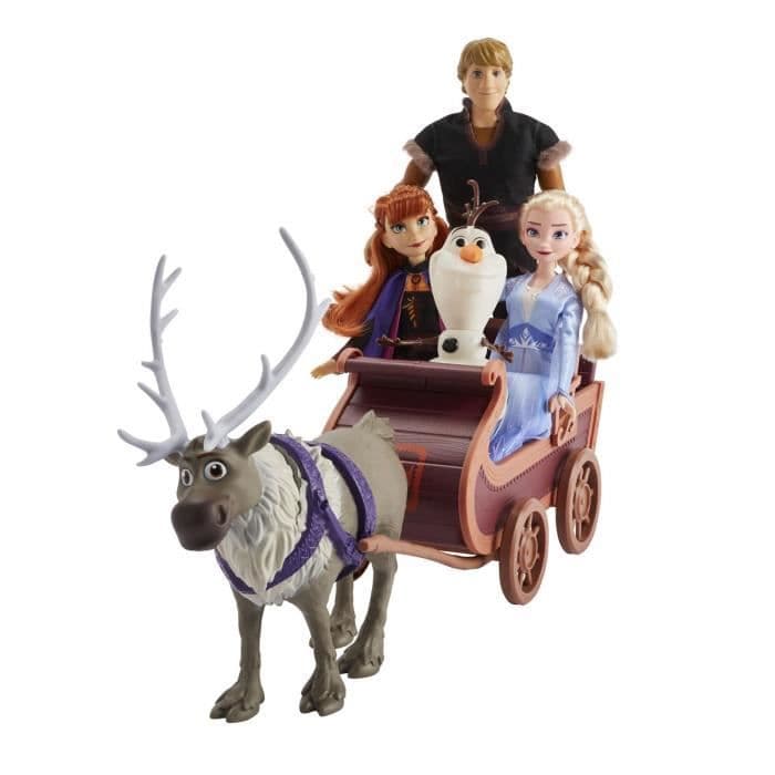 Disney Frozen 2 - Elsa, Anna, Kristoff, Olaf og Sven dukker - Æske med 5 figurer og slæde
