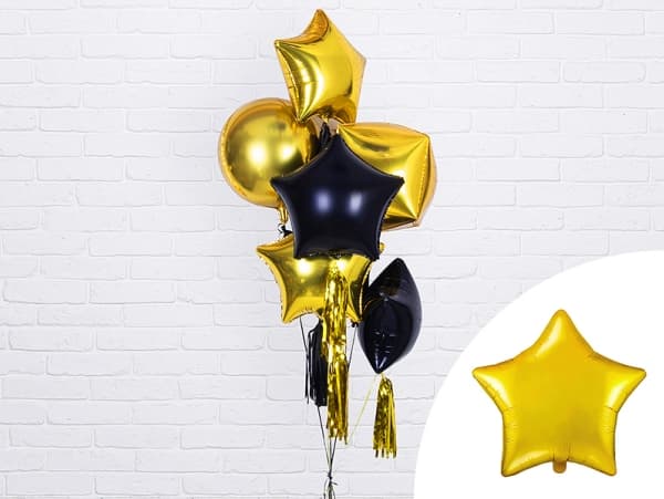 PartyDeco Star, Lekeballong, Gull, Star, Ikke for barn under 36 måneder, 480 mm, 50 stykker