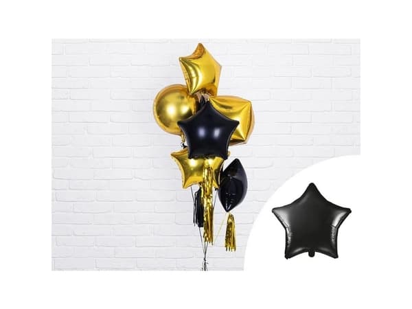 Party Deco Star folio ilmapallo, musta, 48cm universaali