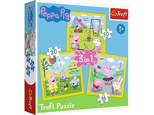 Trefl Puzzle 3in1 Peppa Pig - Peppa's Fun Day - Peppan hauska päivä