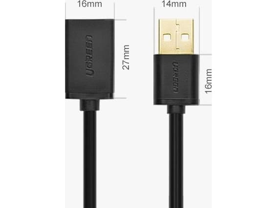 UGREEN 2.0 USB-kontakt til USB-plugg, 1m forlengelse, svart
