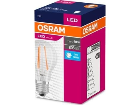 Osram 4058075288645, 6,5 W, 60 W, E27, 806 lm, 10000 timer, Kjølig hvit