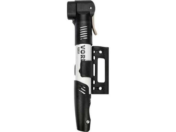 Vorel teleskopisk sykkelpumpe, aluminium, dobbelthode + rammeholder + tips (82031)