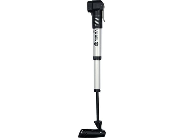 Vorel teleskopisk sykkelpumpe, aluminium, dobbelthode + rammeholder + tips (82031)