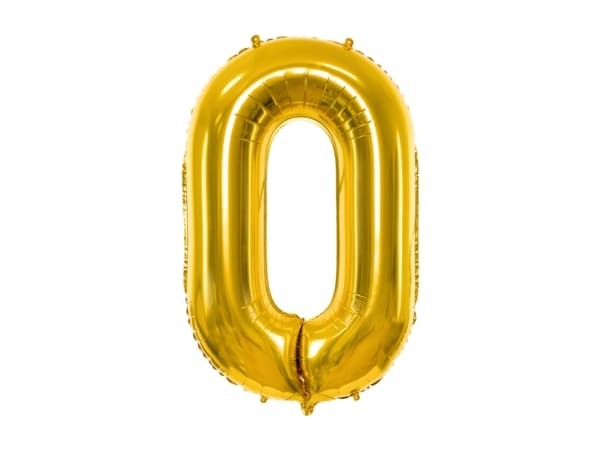 Party Deco Folieballong Nummer "0", 86cm, universalgull