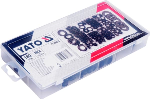 Yato YT-06878, Shim, Gummi, Svart, Rund, 180 styck, Låda