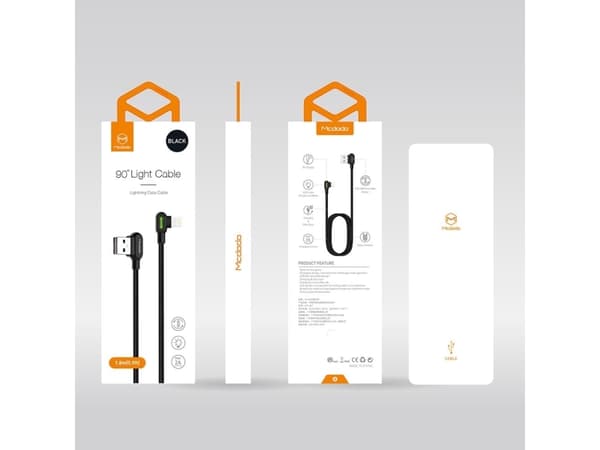 Mcdodo - Lightning-kabel - USB-hann vinklet til Lightning-hann-vinklet - 1,2 m - svart