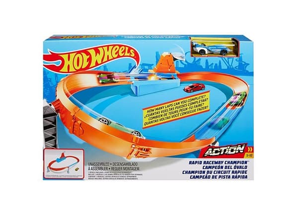 Hot Wheels Action Rapid Raceway Champion-lekset, Set med fordon och bana, 5 År, Plast, Blå, Orange