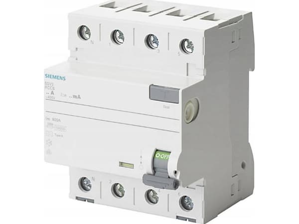 Siemens 5SV3342-6KL FI-säkerhetsbrytare 4-polig 25 A 0,03 A 400 V