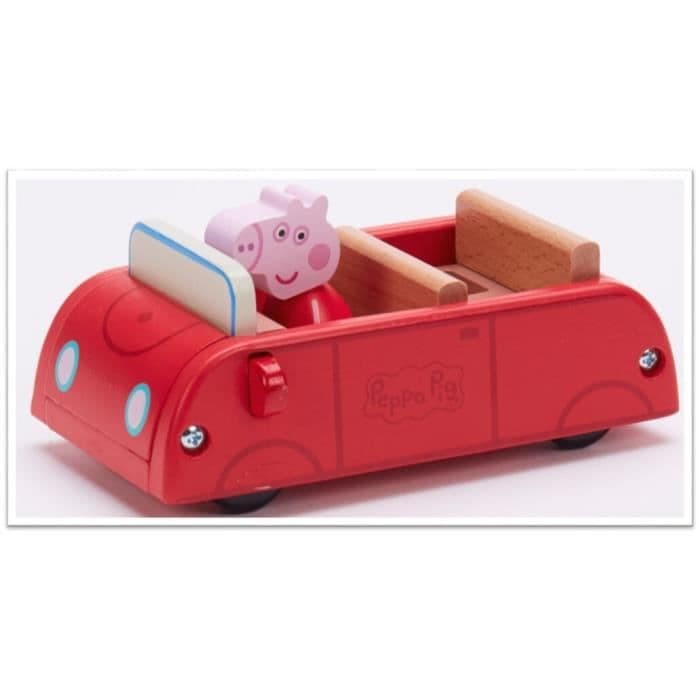 Peppa Pig - Punainen 1-merkkinen puinen auto