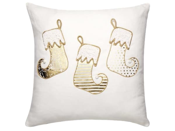 L´Oca Nera L´Oca Nera padded cushion with Christmas socks 45x45 cm