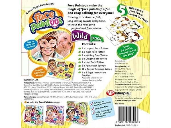 Interplay Entertainment FACE PAINTOOS Wild Pack, 6 pcs per outer