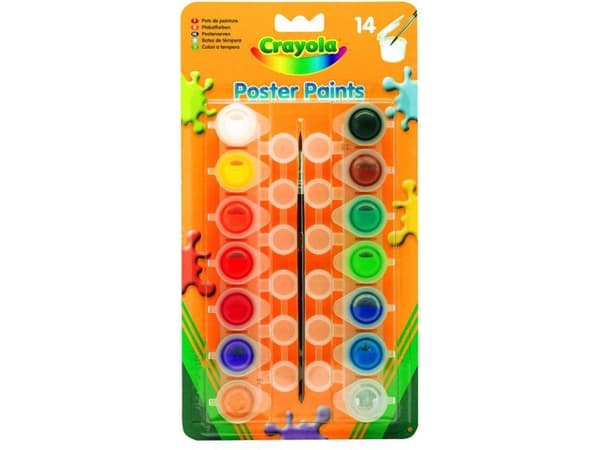 Crayola 14 Poster Paints, 150 mm, 20 mm, 274 mm, 160 g, Plastic, 29 cm