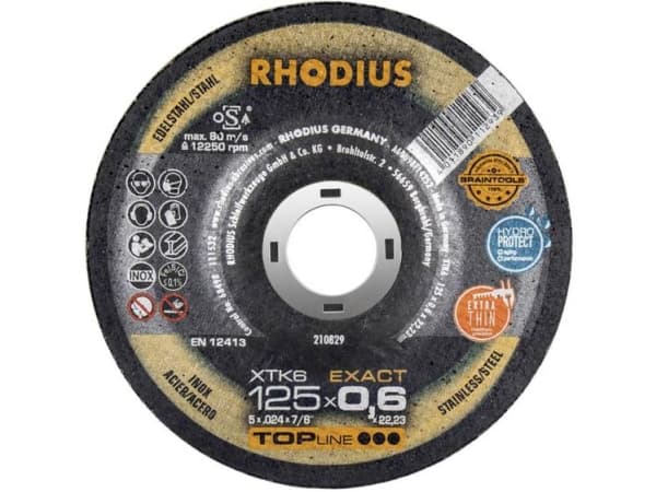 Rhodius XTK6 EXACT 210828 Leikkuukiekko esiaallotettu 115 mm 22,23 mm 1 kpl Ruostumaton teräs, Teräs